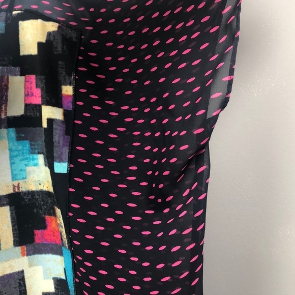Rachel Rachel Roy Multicolored Abstract Semi Sheer Blouse Small - Picture 2 of 8